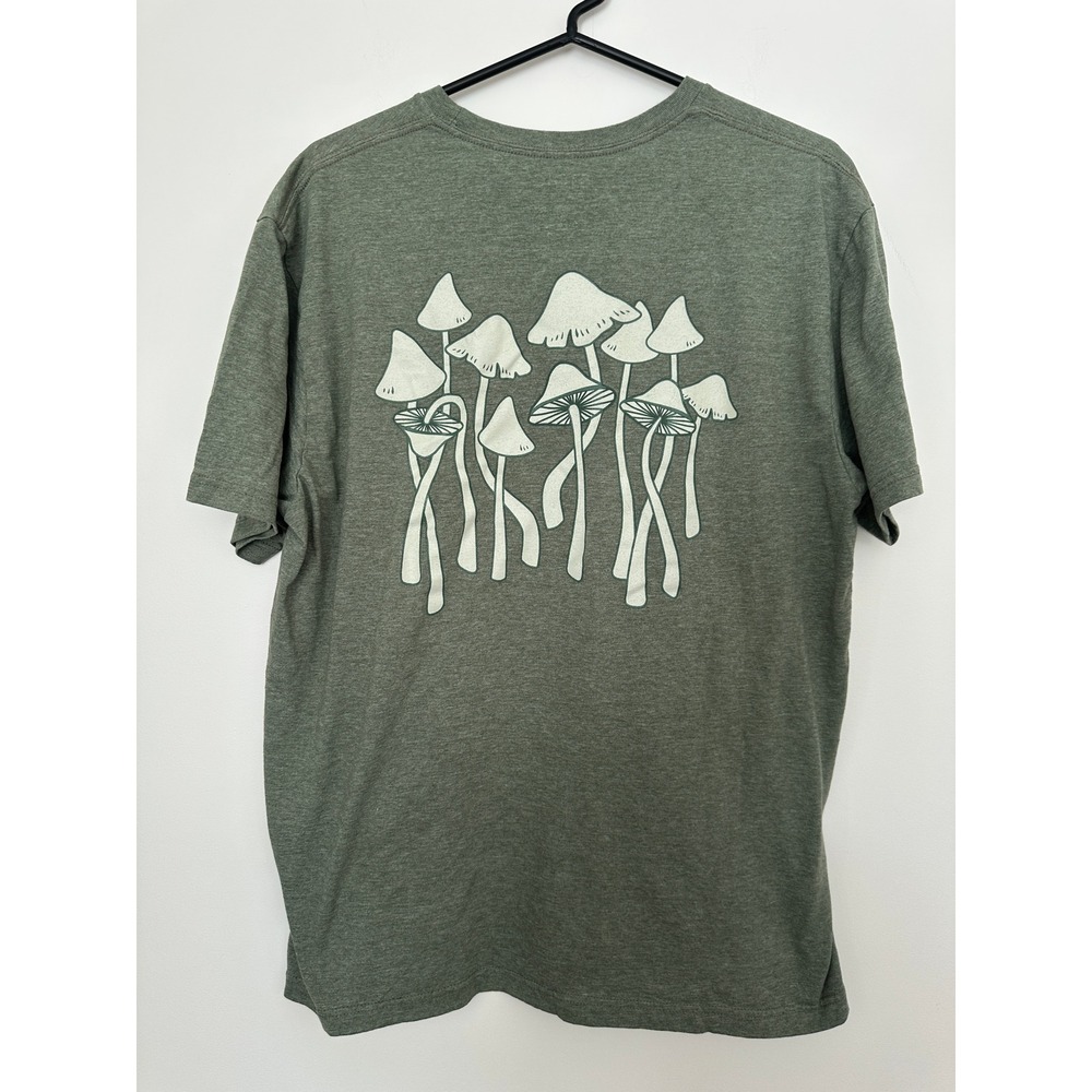 Stoic Mushroom Graphic T-Shirt Large Heather Green Short Sleeve Hiking Tee